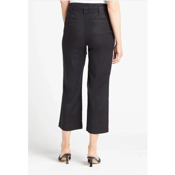 LEVEL99 NWT Bette Seamed Tie Waist Linen Straight Leg Trouser in Black // 00 - Picture 2 of 14